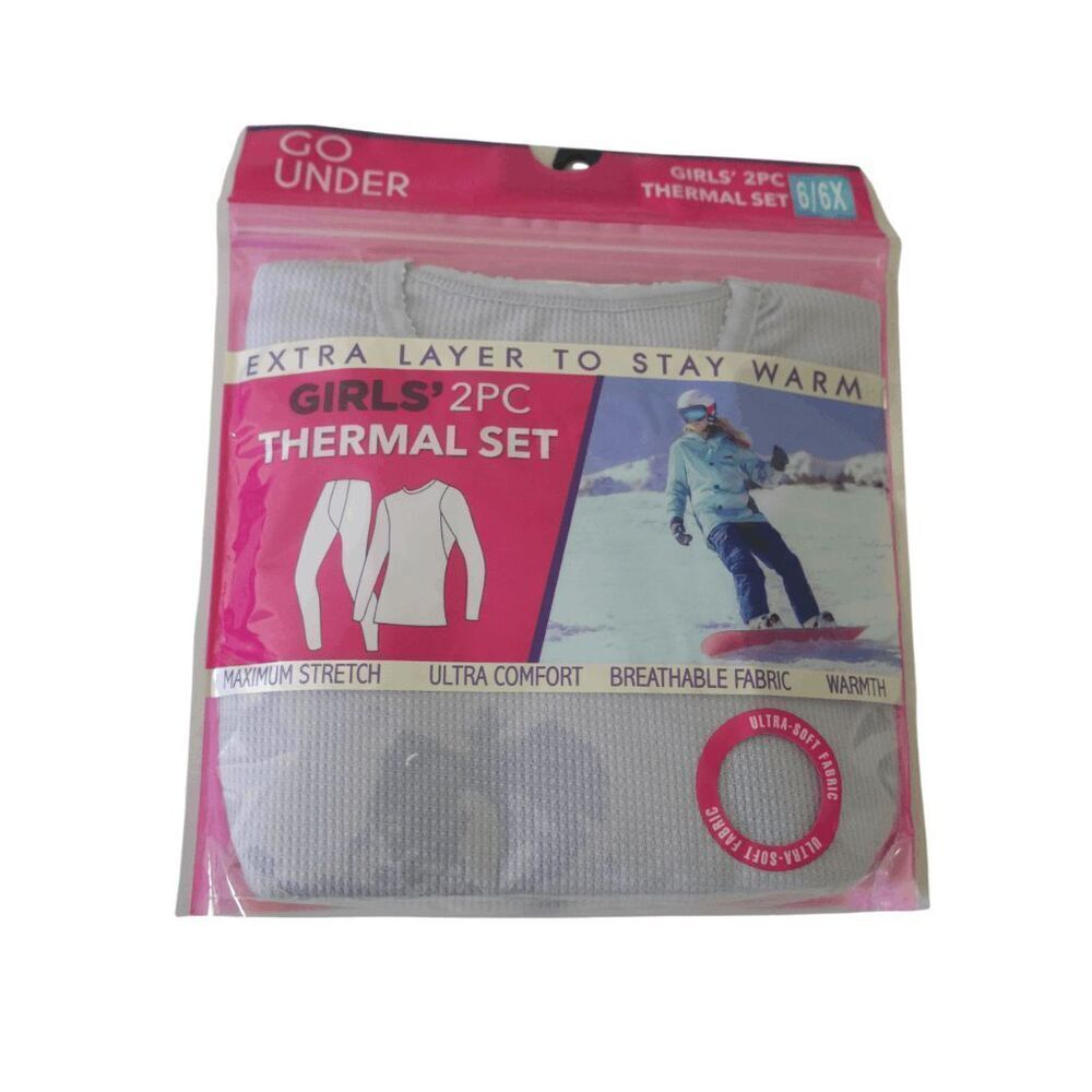 GO UNDER Girls 2PC Thermal Set PURPLE Base Layer Ultra-Soft Size S 6/6X